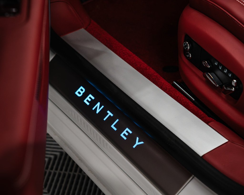 bentley continental gt close up interior shot of bentley logo at morendi showroom in lithuania