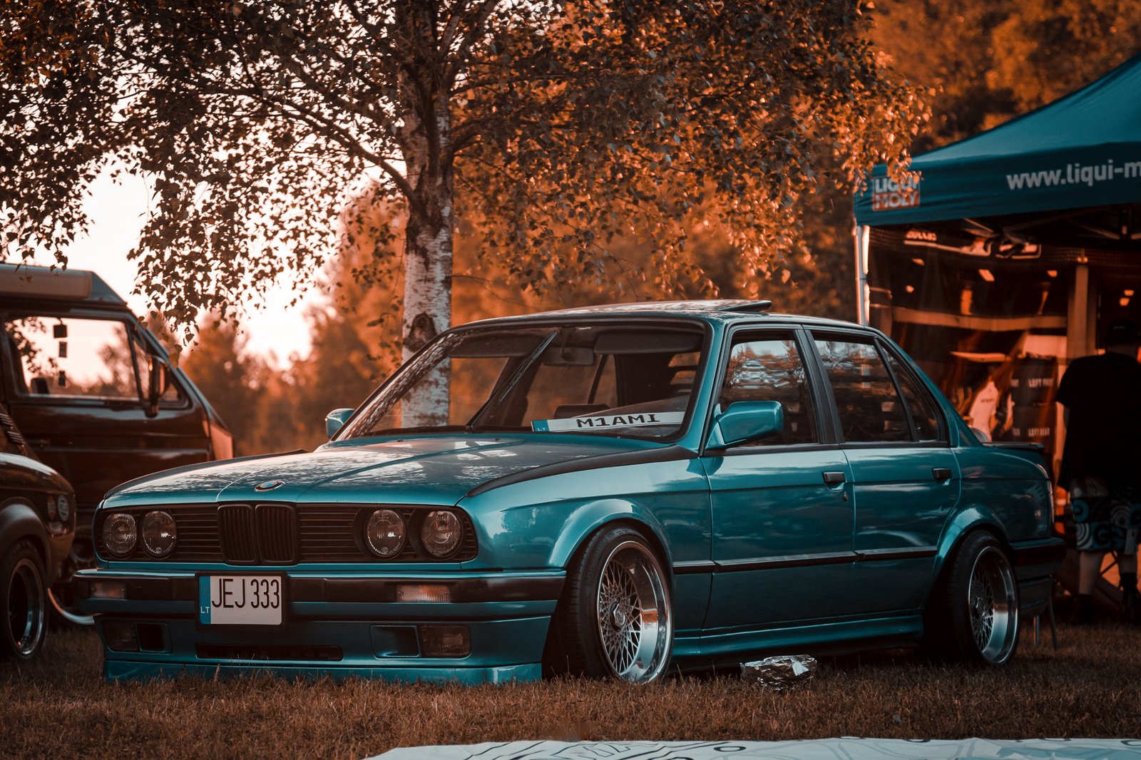 bmw e30 front corner shot at a carshow event in klaipeda vilnius