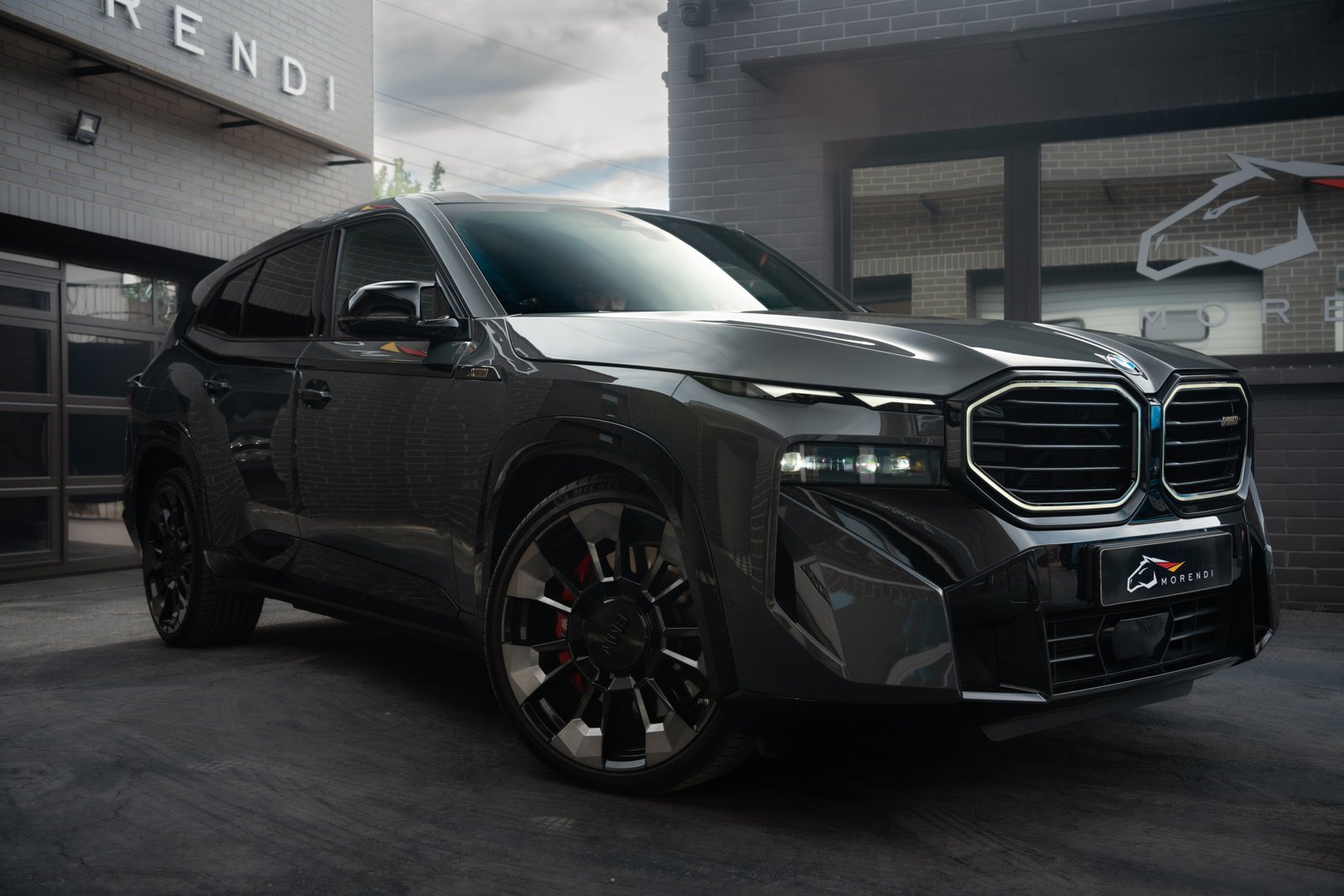 new bmw xm wide front corner shot at morendi tuning shop