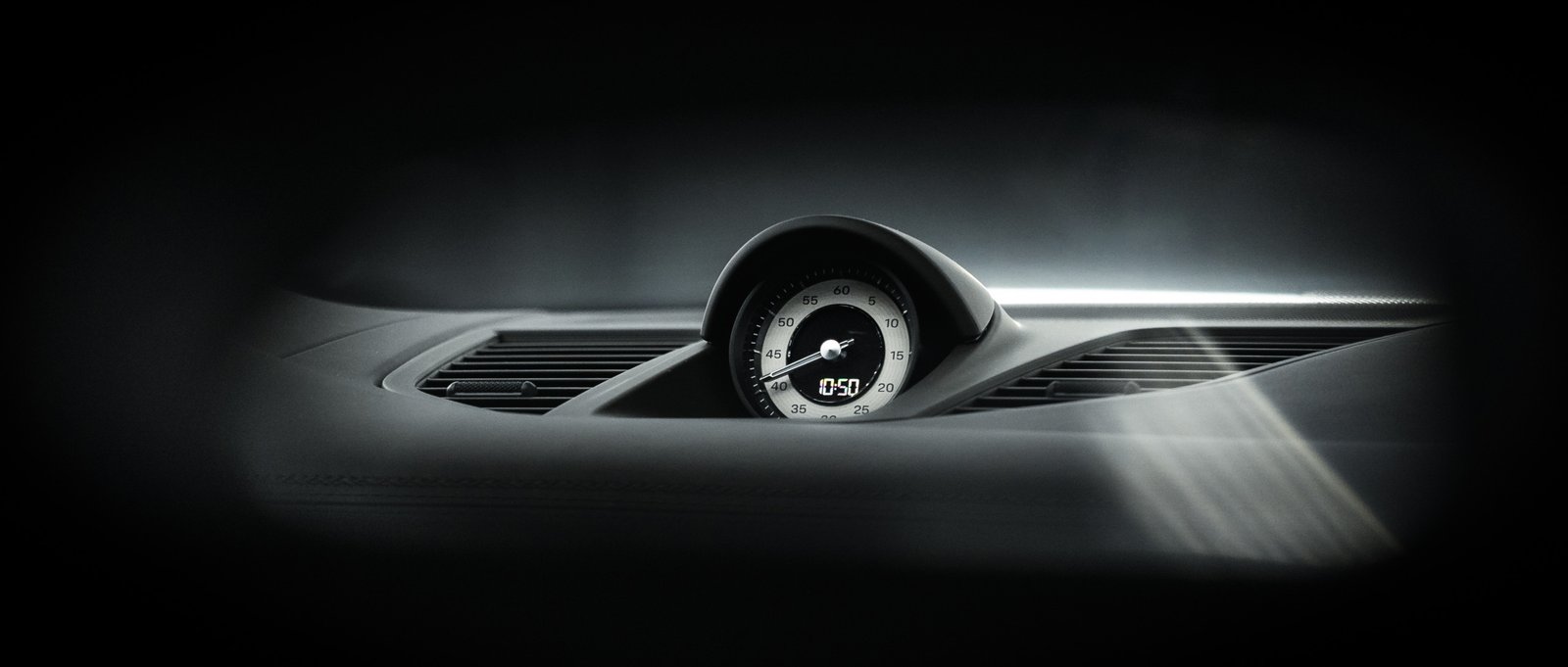 porche panamera 4 interior shot of clock in morendi showroom vilnius lithuania